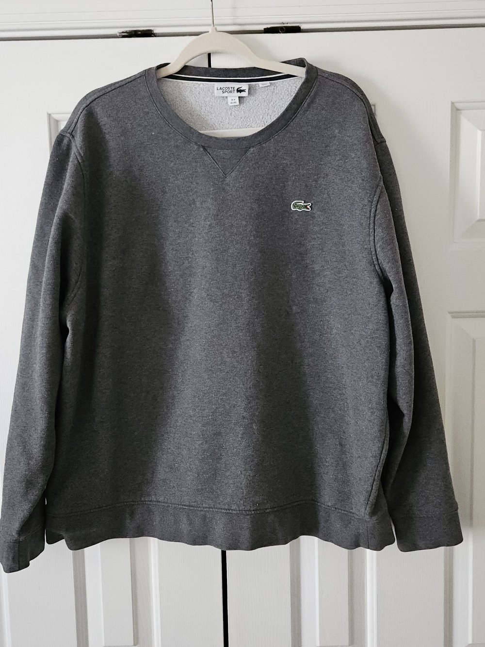 Lacoste Sport Gray Crewneck Fleece Pullover Logo Pocket Sweatshirt Men 4XL